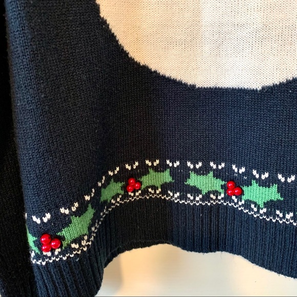 LORD & TAYLOR CONTEXT Navy Santa Sweater—SZ. Lg - Picture 16 of 16